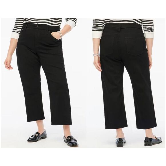 J. Crew wide leg crop black jean size 32 minimalist preppy neutral modern contem - Picture 1 of 14